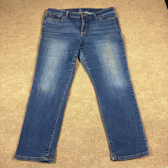 St. John's Bay Pants - St John's Bay Jeans Womens 14P Blue Denim Stretch Cotton Straight Leg Minimalist